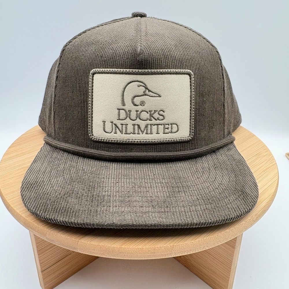 Ducks Unlimited Brown Corduroy Snapback Hat Rope Cap Embroidered Logo NWOT